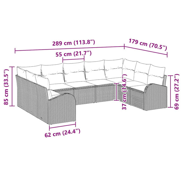 Schwarzes Poly Rattan Sofa Set mit Kissen