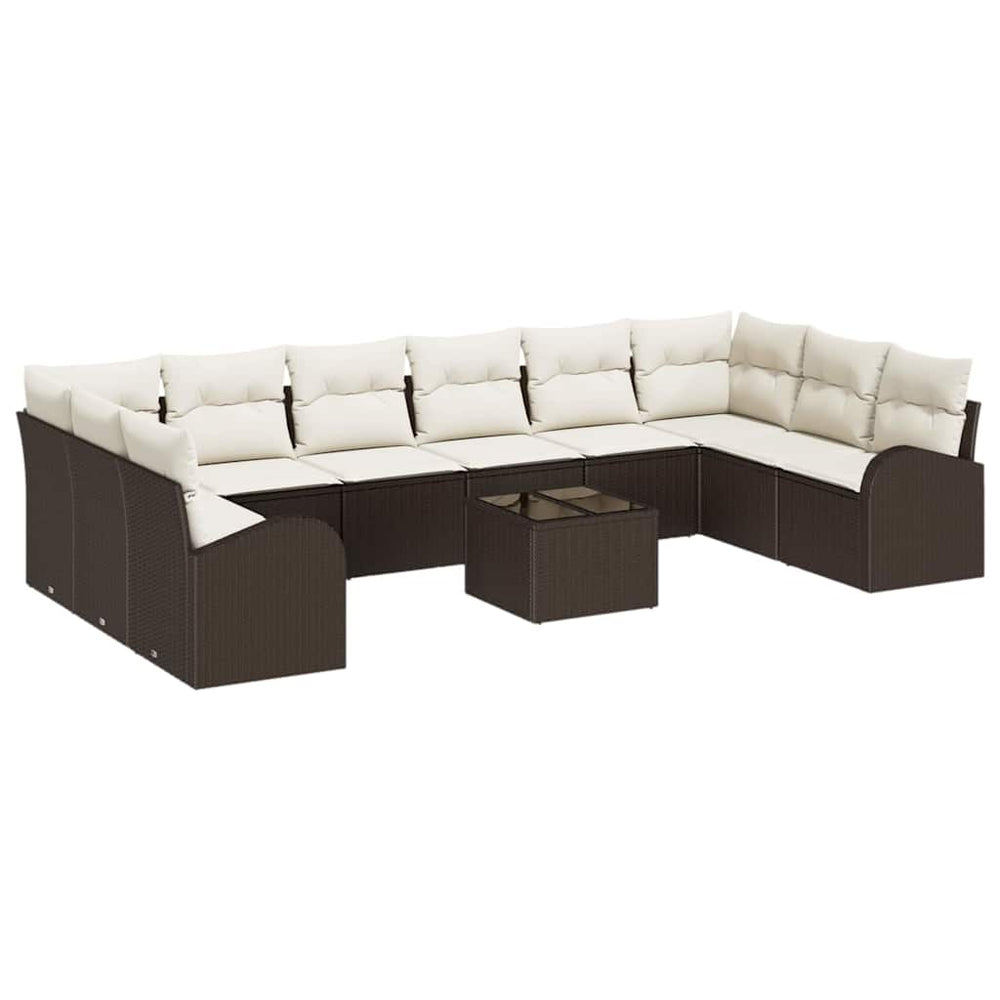 Polyrattan Sofa Set Braun mit Kissen