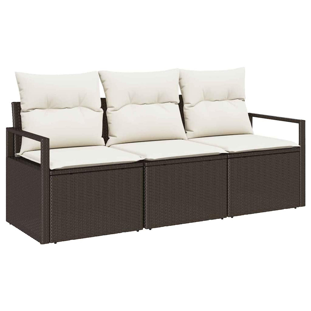 Poly Rattan Sofa Set Braun 3-teilig