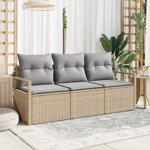3-teiliges Sofa-Set Beige Poly-Rattan