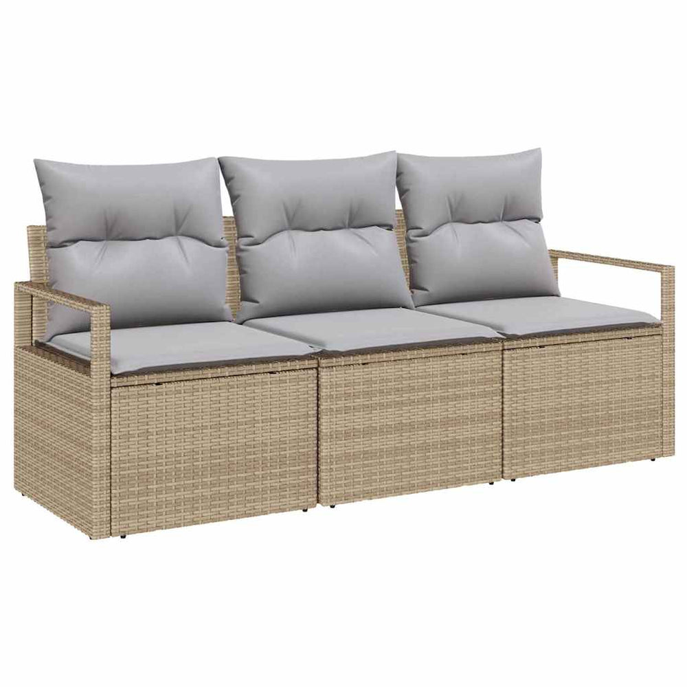 vidaXL Ensemble de canapés 3 pcs en poly-rotin beige