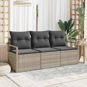 3-teiliges Sofa-Set Hellgrau Poly-Rattan