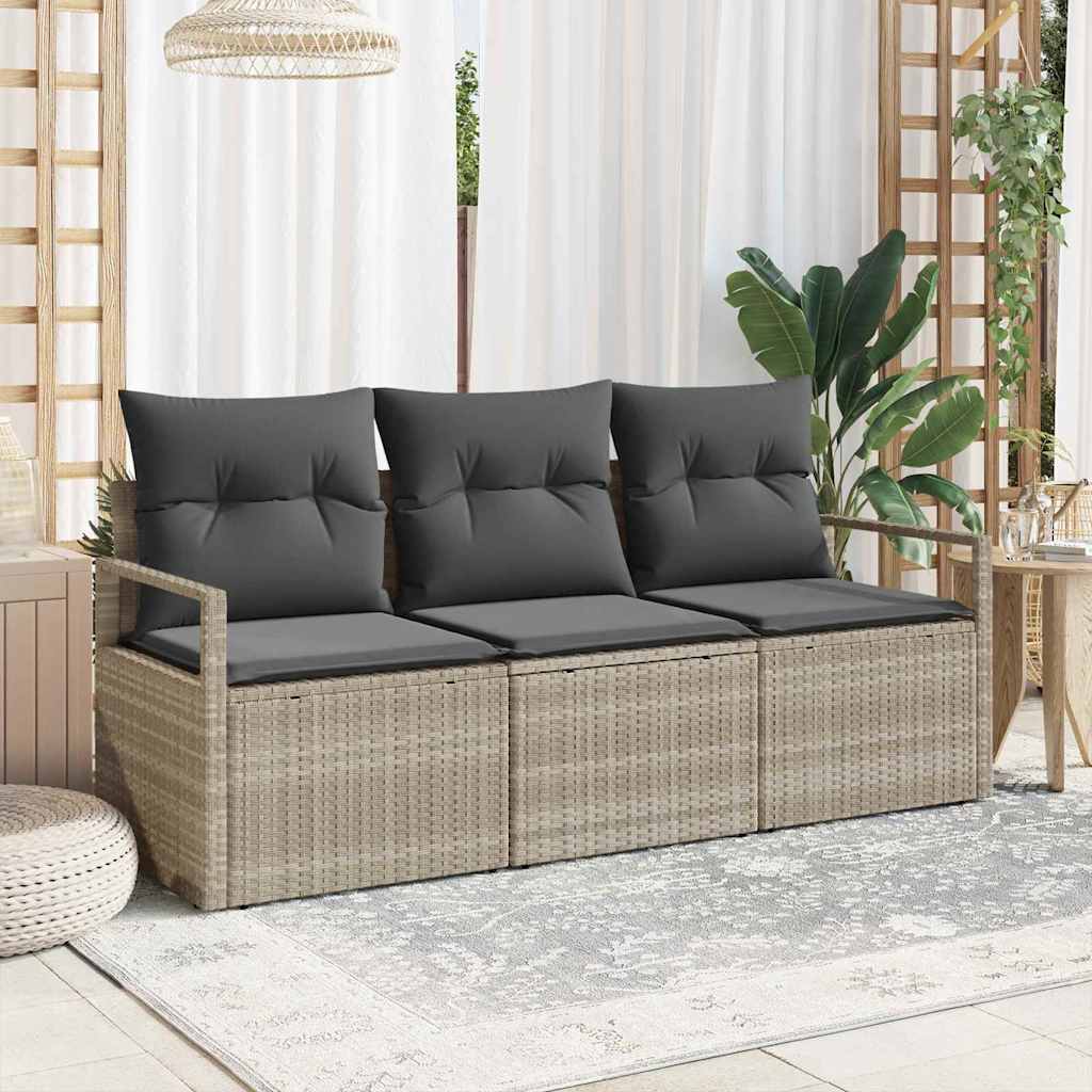 3-teiliges Sofa-Set Hellgrau Poly-Rattan
