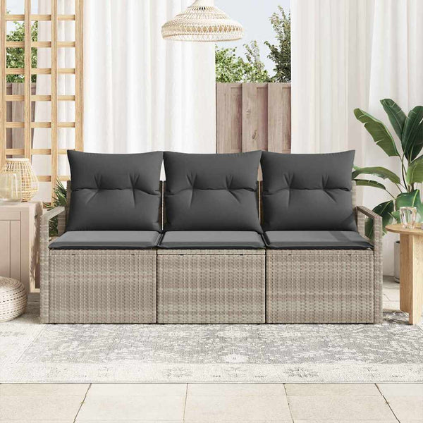 3-teiliges Sofa-Set Hellgrau Poly-Rattan