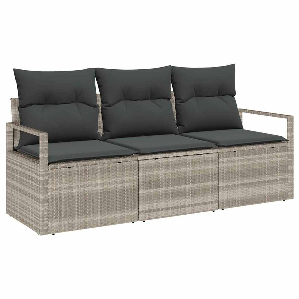 3-teiliges Sofa-Set Hellgrau Poly-Rattan