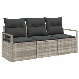 3-teiliges Sofa-Set Hellgrau Poly-Rattan