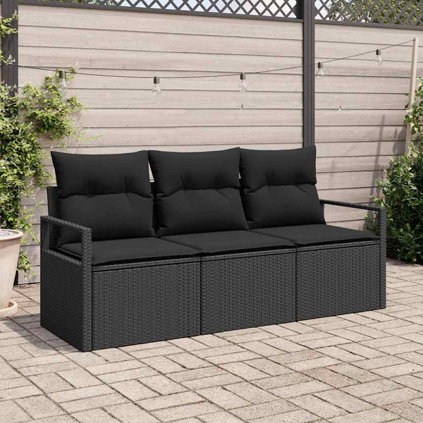 vidaXL Salon de jardin 3 pcs Résine tressée Noir