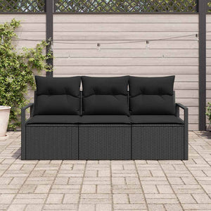 vidaXL Salon de jardin 3 pcs Résine tressée Noir