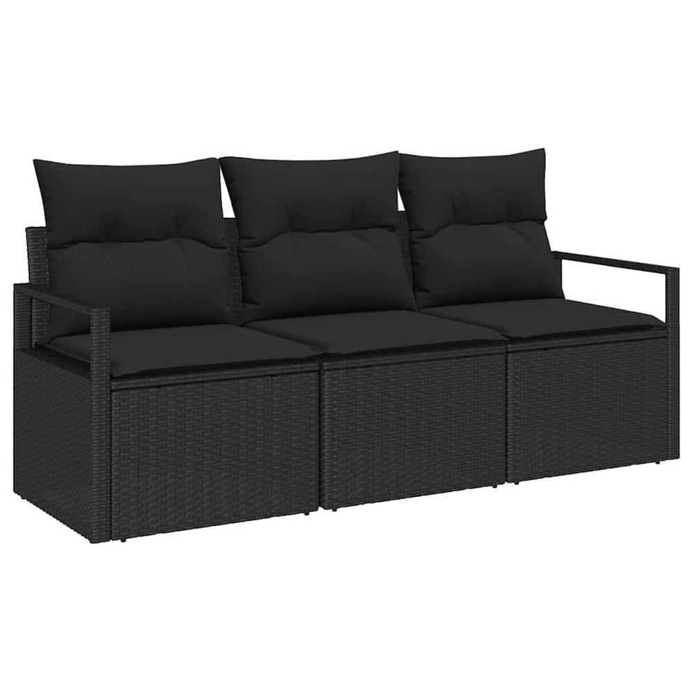 3-teiliges Sofa-Set Schwarz Poly-Rattan