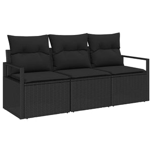 vidaXL Salon de jardin 3 pcs Résine tressée Noir