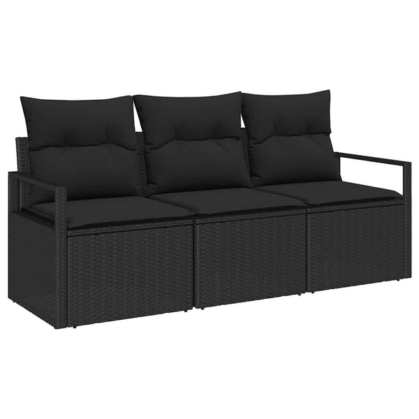 vidaXL Salon de jardin 3 pcs Résine tressée Noir