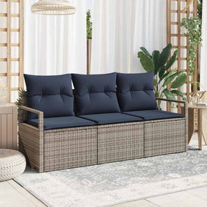 3-teiliges Poly-Rattan Sofa-Set Grau