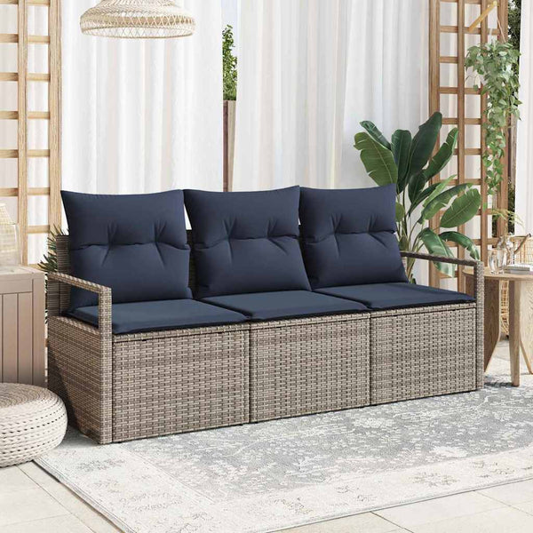 3-teiliges Poly-Rattan Sofa-Set Grau