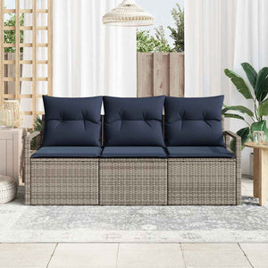 3-teiliges Poly-Rattan Sofa-Set Grau