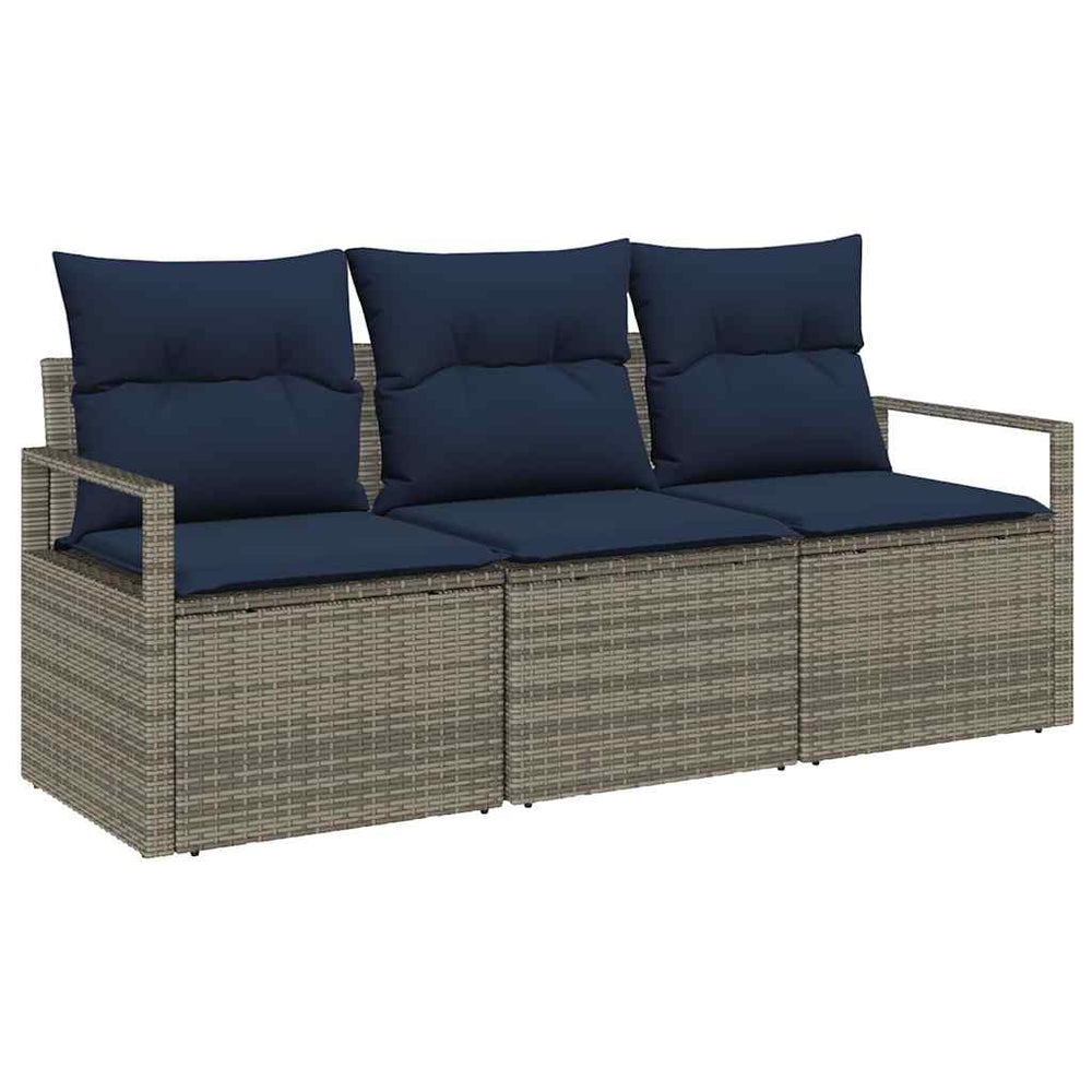 3-teiliges Poly-Rattan Sofa-Set Grau