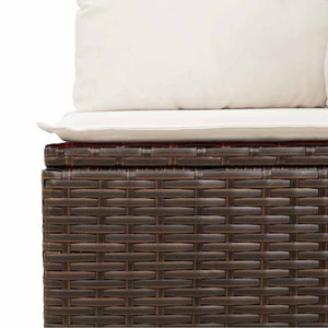 Poly-Rattan Sofa Set, 5-teilig, Braun/Creme