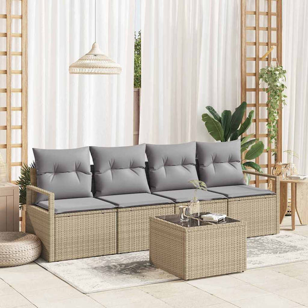 Poly Rattan Sofa Set mit Kissen