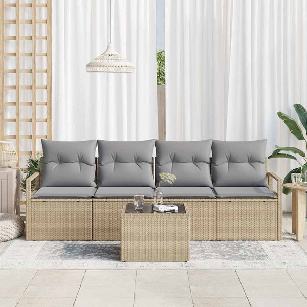 Poly Rattan Sofa Set mit Kissen