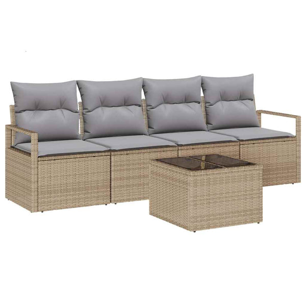Poly Rattan Sofa Set mit Kissen