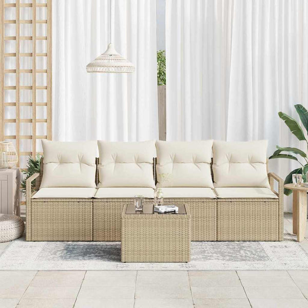vidaXL Salon de jardin 5 pcs Beige et crème Résine tressée