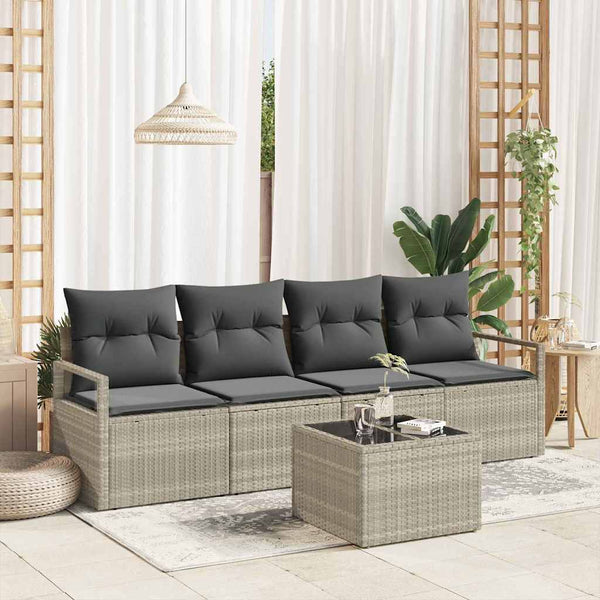 Poly-Rattan Sofa Set, Hell- & Dunkelgrau, 5-teilig