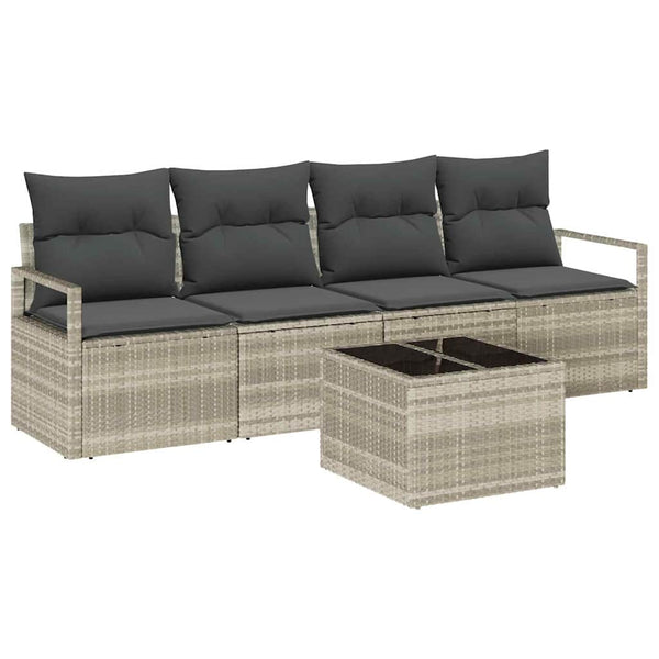 Poly-Rattan Sofa Set, Hell- & Dunkelgrau, 5-teilig