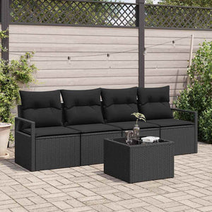 vidaXL Salon de jardin 5 pcs Noir Résine tressée
