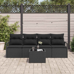 vidaXL Salon de jardin 5 pcs Noir Résine tressée