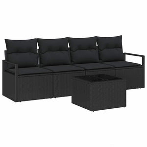 vidaXL Salon de jardin 5 pcs Noir Résine tressée