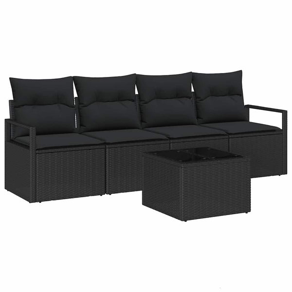 vidaXL Salon de jardin 5 pcs Noir Résine tressée