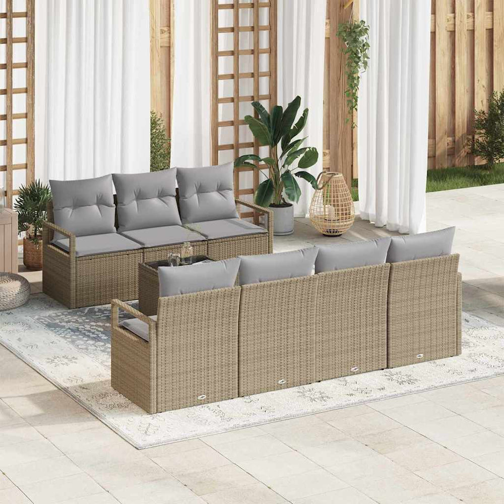 Poly Rattan Sofa Set Beige & Grau 8-teilig