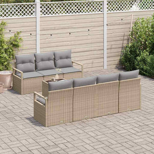 Poly Rattan Sofa Set Beige & Grau 8-teilig