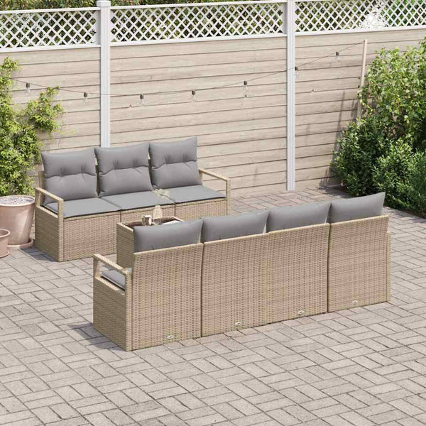 Poly Rattan Sofa Set Beige & Grau 8-teilig