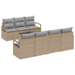 Poly Rattan Sofa Set Beige & Grau 8-teilig