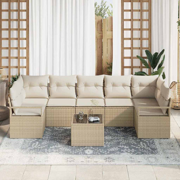 vidaXL Salon de jardin 8 pcs Beige et crème résine tressée