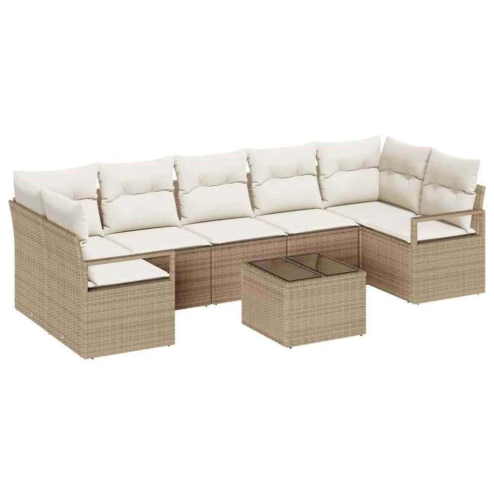 8-teiliges Sofa-Set Beige Creme Poly-Rattan