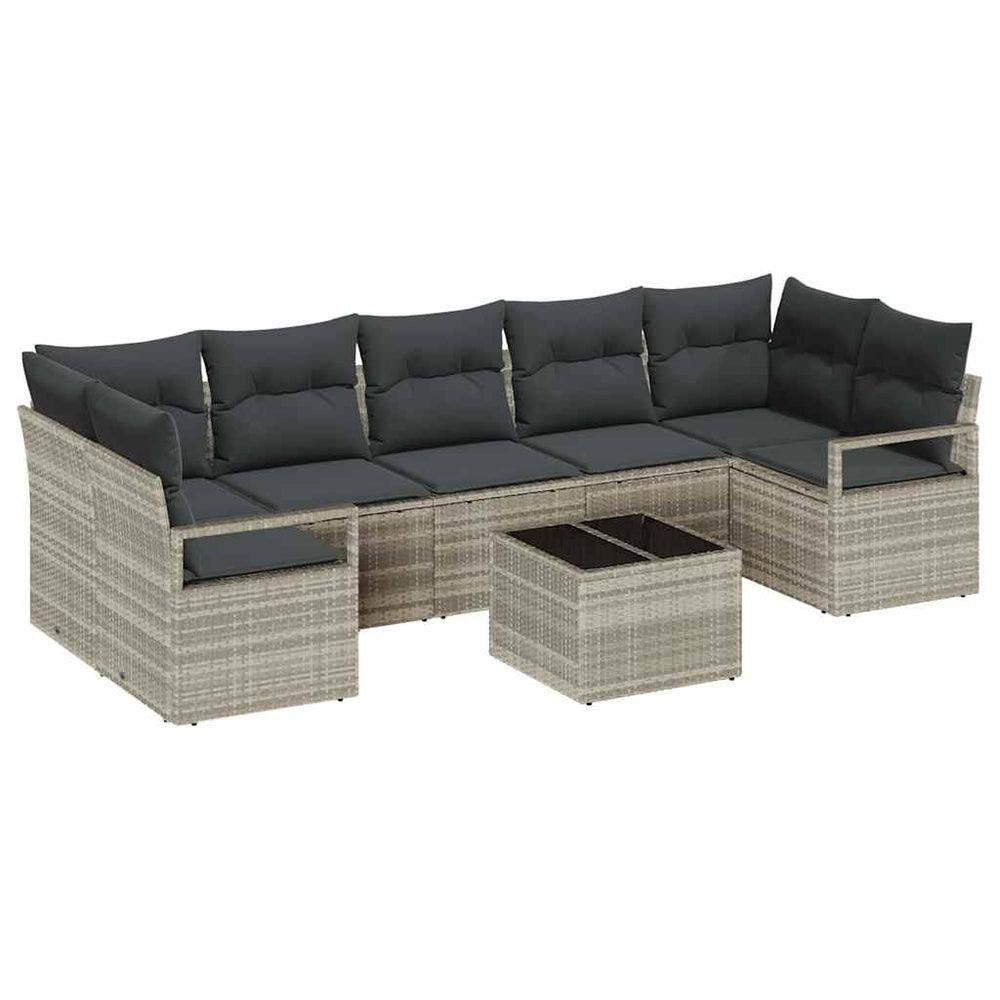 Poly Rattan Sofa Set Hellgrau/Dunkelgrau mit Kissen