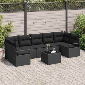 vidaXL Salon de jardin 8 pcs Noir résine tressée