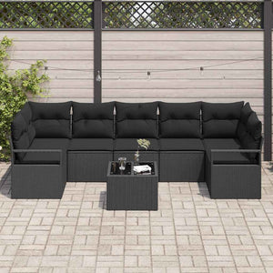 vidaXL Salon de jardin 8 pcs Noir résine tressée
