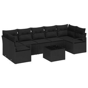 vidaXL Salon de jardin 8 pcs Noir résine tressée