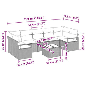 Poly-Rattan Sofa Set Braun/Rot 8-teilig