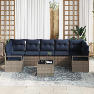 Graues Poly-Rattan Sofa Set, 8-teilig