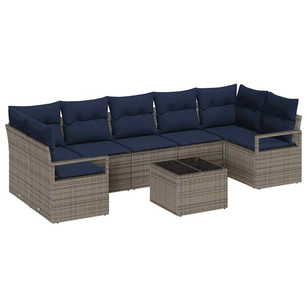 Graues Poly-Rattan Sofa Set, 8-teilig