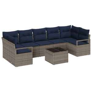 Graues Poly-Rattan Sofa Set, 8-teilig