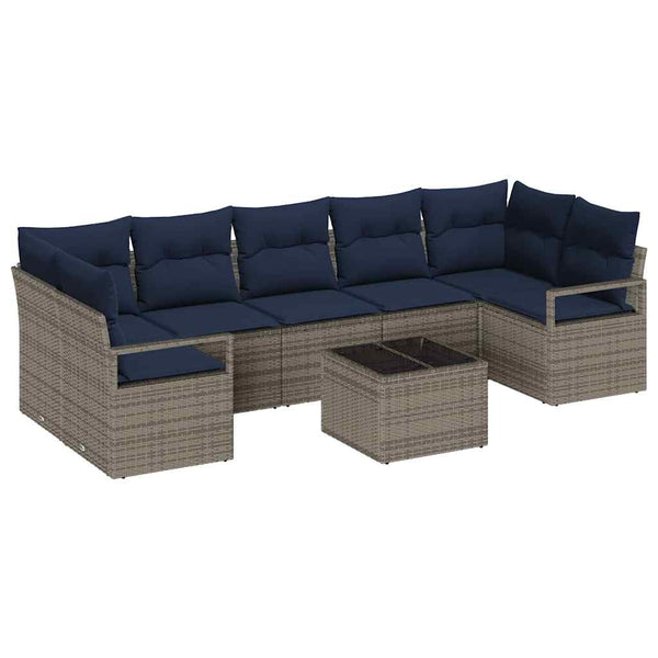 Graues Poly-Rattan Sofa Set, 8-teilig