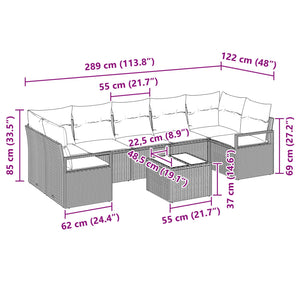Graues Poly-Rattan Sofa Set, 8-teilig