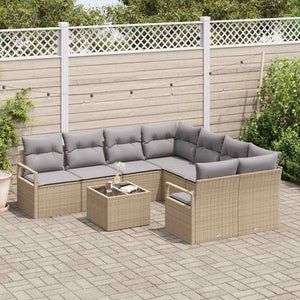 Poly Rattan Sofa Set Beige/Grau, 9-teilig