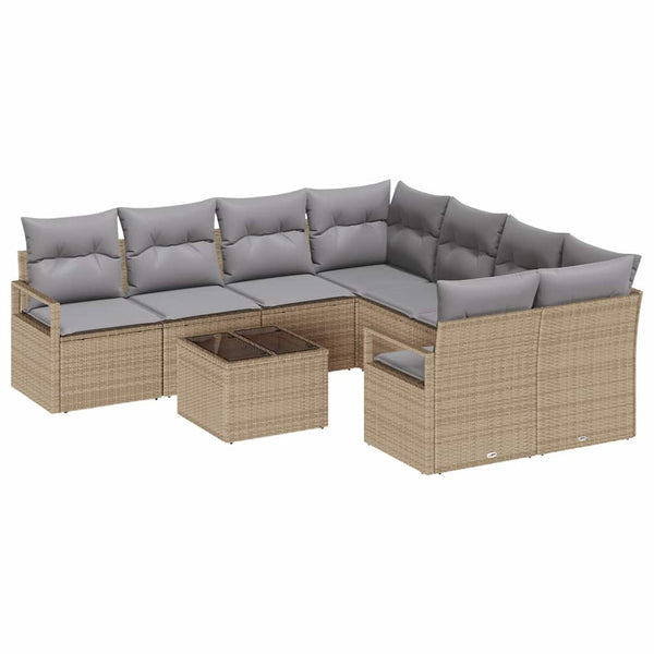 Poly Rattan Sofa Set Beige/Grau, 9-teilig