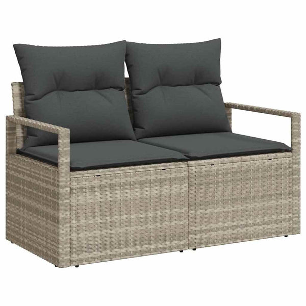 vidaXL Ensemble de canapés avec coussins 9 pcs Gris clair et noir résine tressée