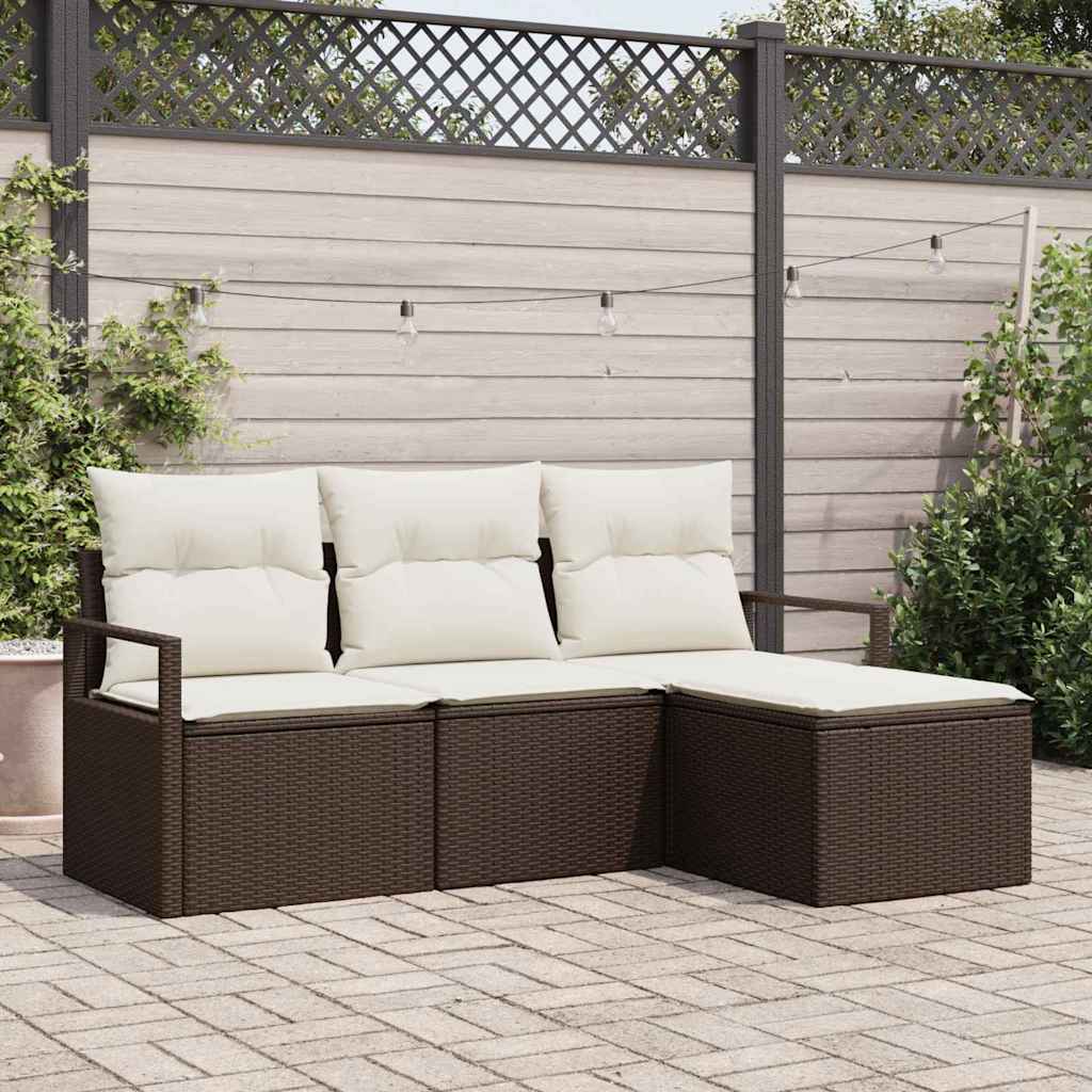 vidaXL Ensemble de canapés 4 pcs Marron Résine tressée